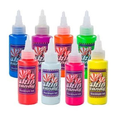UV Tattoo Ink - Skin Candy Tattoo Ink 8 Color BlackLight Set